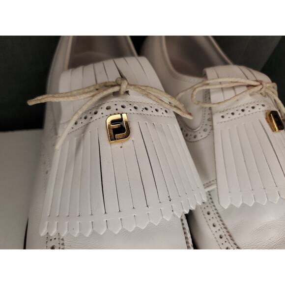Vtg FootJoy Classics USA Made White Brogue Kiltie Oxford Golf Shoes US 10.5 AA - Picture 5 of 14